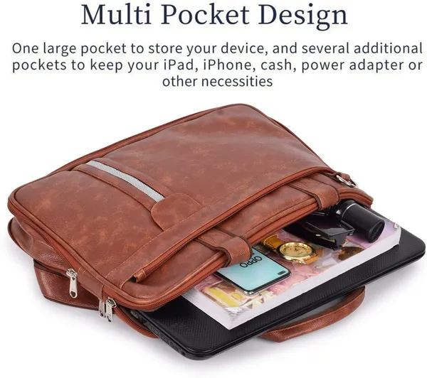 Tan_Synthetic_Leather_Solid_Zipper_Messenger_Bag_For_Men