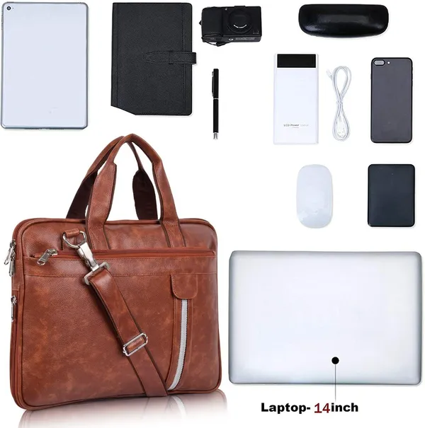 Tan_Synthetic_Leather_Solid_Zipper_Messenger_Bag_For_Men