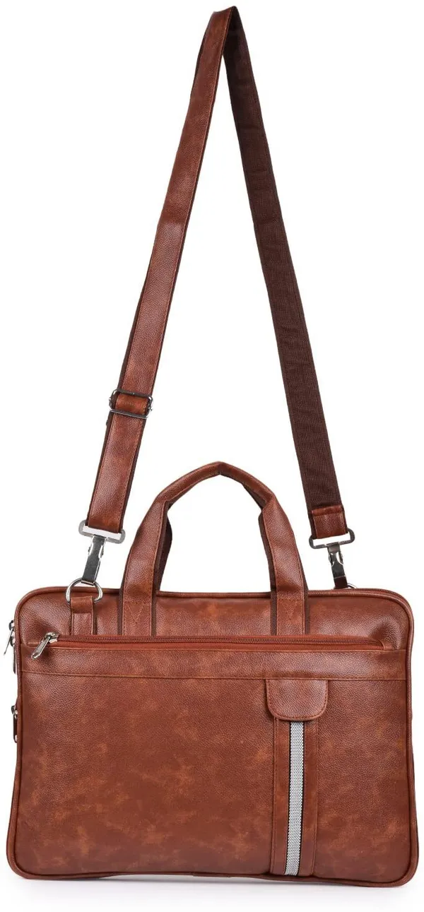 Tan_Synthetic_Leather_Solid_Zipper_Messenger_Bag_For_Men