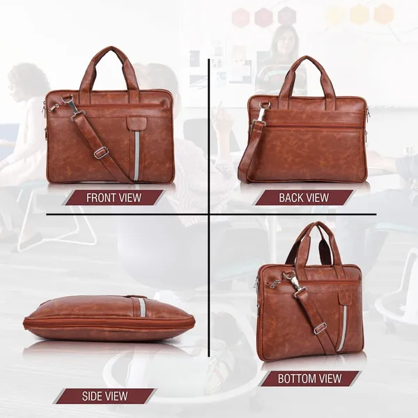 Tan_Synthetic_Leather_Solid_Zipper_Messenger_Bag_For_Men