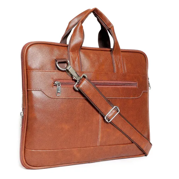 ZipCraze_Tan_Messenger_Bag_Men_Office_Laptop_Bag_with_Shoulder_Strap_Expandable_Business_Briefcase_13.6inch