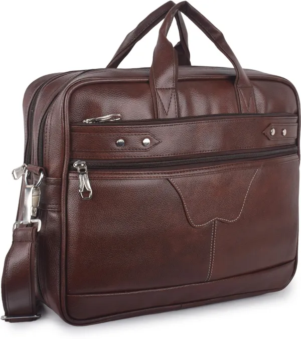 Brown_Synthetic_Leather_Solid_Zipper_Messenger_Bag_For_Unisex