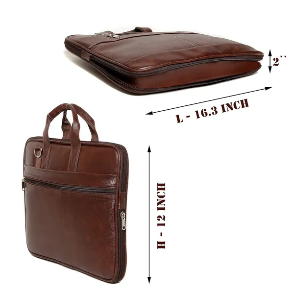 ZipCraze_Brown_Messenger_Bag_Men_Office_Laptop_Bag_with_Shoulder_Strap_Expandable_Business_Briefcase_13.6inch
