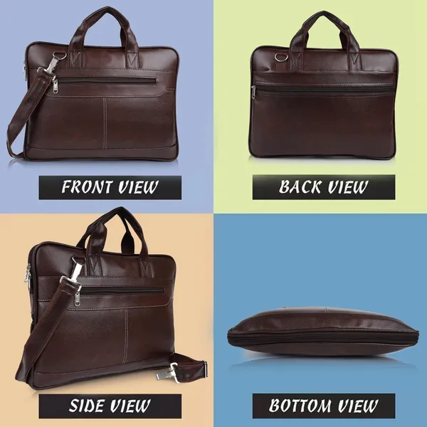 ZipCraze_Brown_Messenger_Bag_Men_Office_Laptop_Bag_with_Shoulder_Strap_Expandable_Business_Briefcase_13.6inch