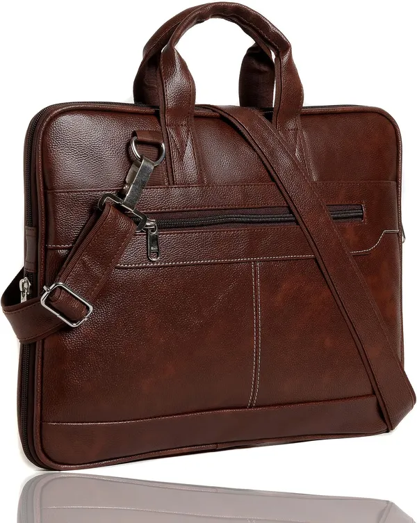 ZipCraze_Brown_Messenger_Bag_Men_Office_Laptop_Bag_with_Shoulder_Strap_Expandable_Business_Briefcase_13.6inch