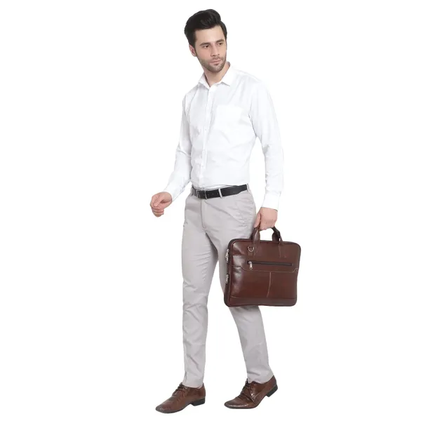 ZipCraze_Brown_Messenger_Bag_Men_Office_Laptop_Bag_with_Shoulder_Strap_Expandable_Business_Briefcase_13.6inch