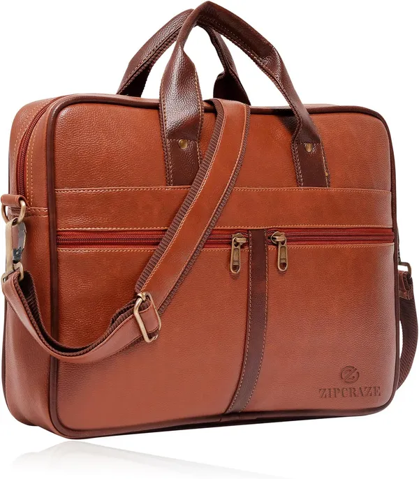 Tan_Synthetic_Leather_Crossbody_Messenger_Bag_For_Men