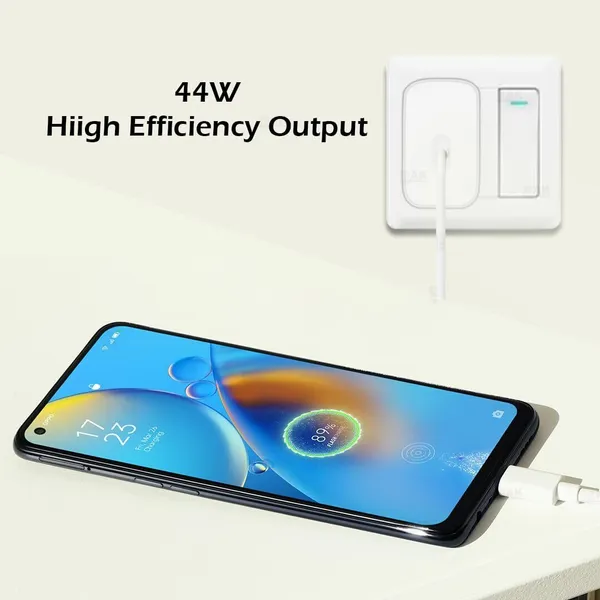 White_44_W_Supervooc_4_A_Wall_Charger_For_Mobile_With_Detachable_Cable