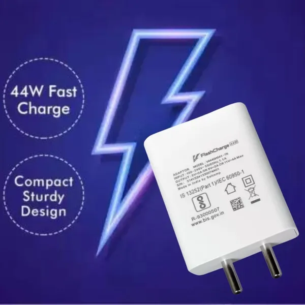 White_44_W_Supervooc_4_A_Wall_Charger_For_Mobile_With_Detachable_Cable