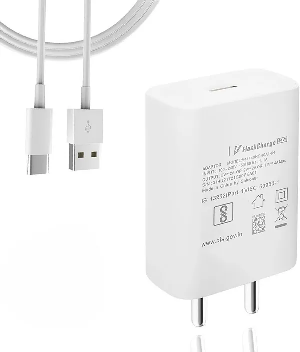 White_44_W_Supervooc_4_A_Wall_Charger_For_Mobile_With_Detachable_Cable