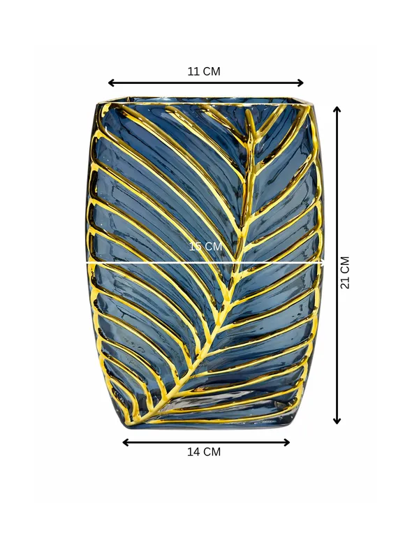 Hand-Painted_Blue_Glass_Vase_with_Golden_Palm_Leaf_Design