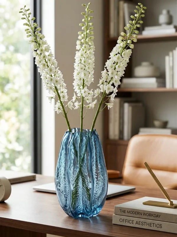 Textured_Blue_Glass_Vase_with_Vertical_Ridges