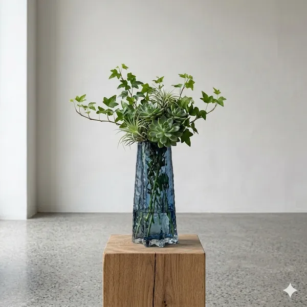 Blue_Textured_Glass_Vase_with_Organic_Shape
