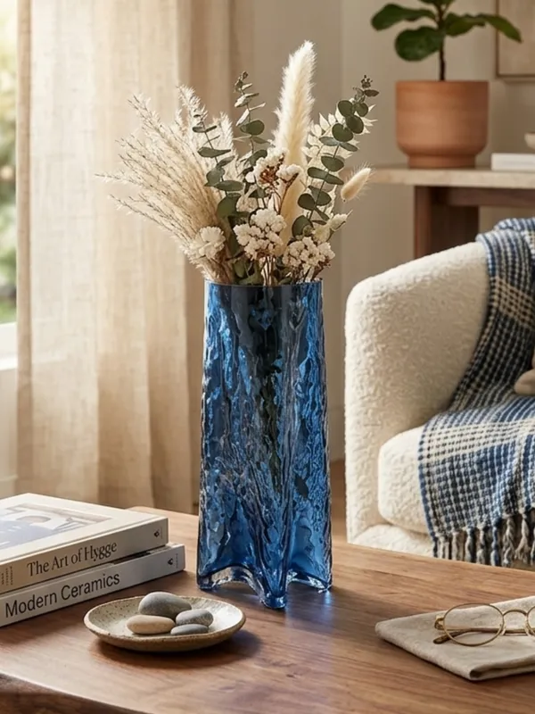 Blue_Textured_Glass_Vase_with_Organic_Shape