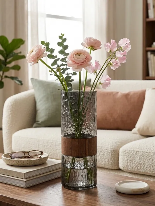 Smoke_Grey_Textured_Glass_Tumbler_with_Wooden_Band