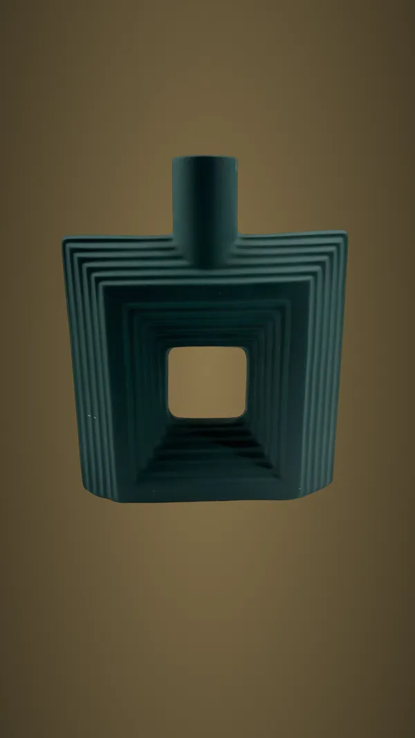 Dark_Green_Ceramic_Vase_with_Square_Cutout_and_Ribbed_Texture