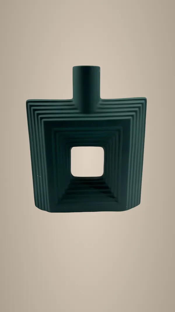 Dark_Green_Ceramic_Vase_with_Square_Cutout_and_Ribbed_Texture