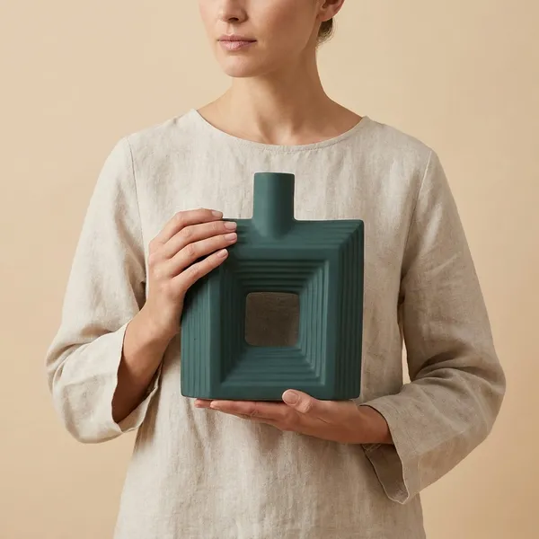 Dark_Green_Ceramic_Vase_with_Square_Cutout_and_Ribbed_Texture