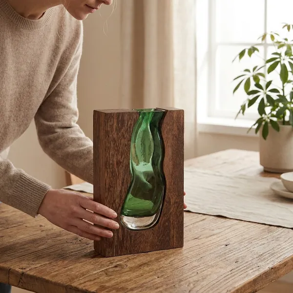 Handcrafted_Wood_and_Resin_River_Vase_-_Green_Translucent_Resin_Decorative_Piece