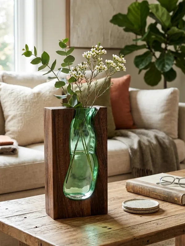 Handcrafted_Wood_and_Resin_River_Vase_-_Green_Translucent_Resin_Decorative_Piece