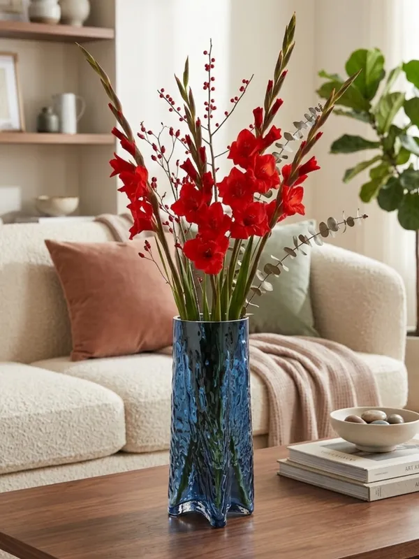 Blue_Textured_Glass_Vase_with_Organic_Shape