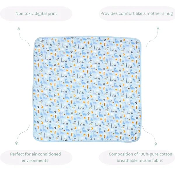 Dinoland_6-layer_100%_Organic_Cotton_Muslin_Reversible_Blanket