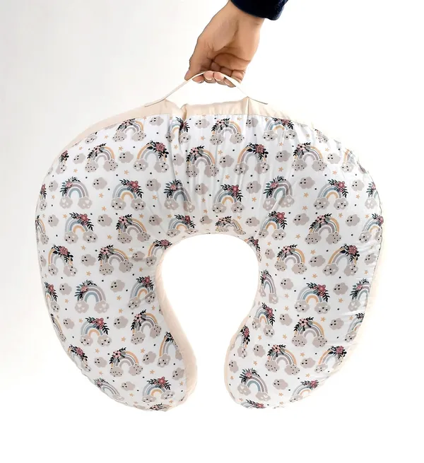 Rainbow_Vibes_100%_Nursing/Feeding_Pillow_with_removable_organic_cotton_cover