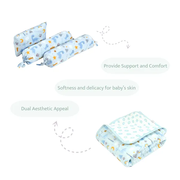 Dinoland_Bedding_Set:_Mattress,_Mustard_seed_pillow,_2_Bolsters,_and_quilt