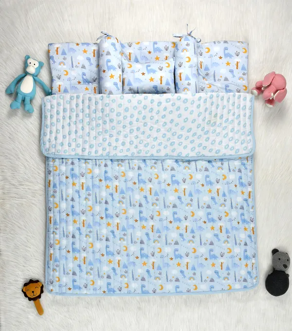 Dinoland_Bedding_Set:_Mattress,_Mustard_seed_pillow,_2_Bolsters,_and_quilt