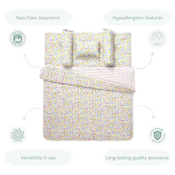 Eden_Garden_Bedding_Set:_Mattress,_Mustard_seed_pillow,_2_Bolsters,_and_quilt