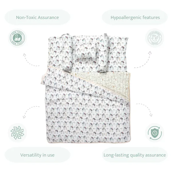 Rainbow_Vibes_Bedding_Set:_Mattress,_Mustard_seed_pillow,_2_Bolsters,_and_quilt