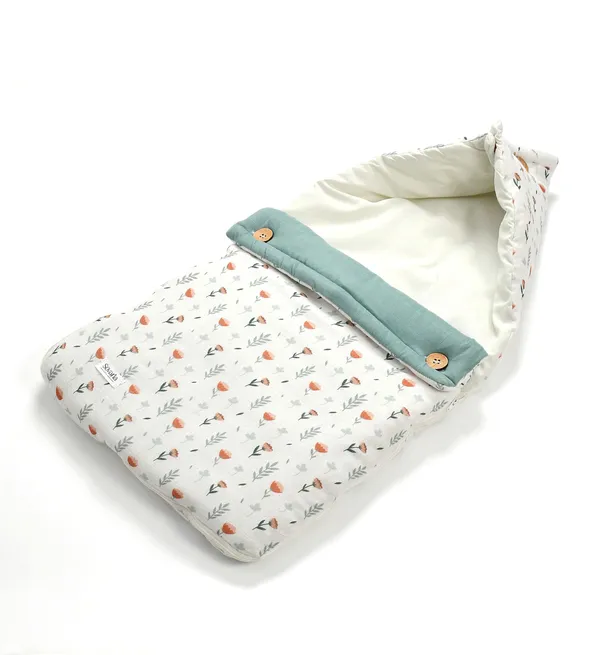 Ferns_and_roses_100%_Organic_Cotton_Muslin_Carrier_Nest/_Sleeping_Bag