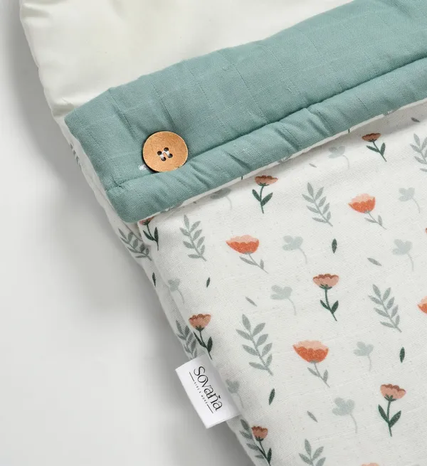 Ferns_and_roses_100%_Organic_Cotton_Muslin_Carrier_Nest/_Sleeping_Bag