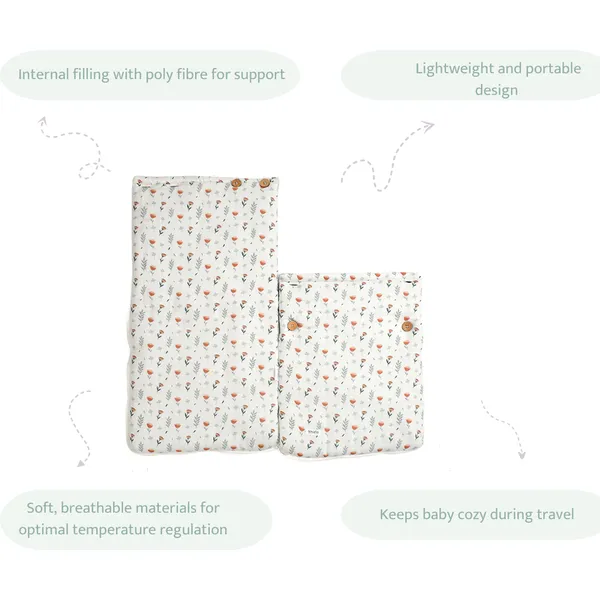 Ferns_and_roses_100%_Organic_Cotton_Muslin_Carrier_Nest/_Sleeping_Bag