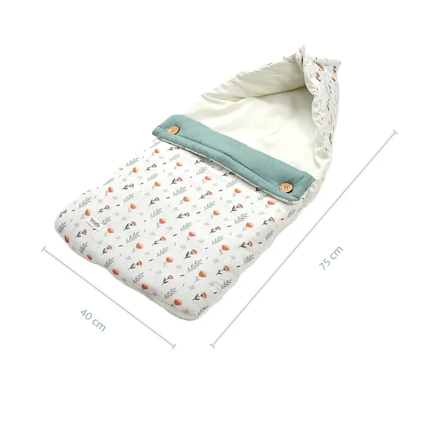Ferns_and_roses_100%_Organic_Cotton_Muslin_Carrier_Nest/_Sleeping_Bag