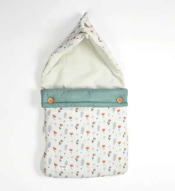 Ferns_and_roses_100%_Organic_Cotton_Muslin_Carrier_Nest/_Sleeping_Bag