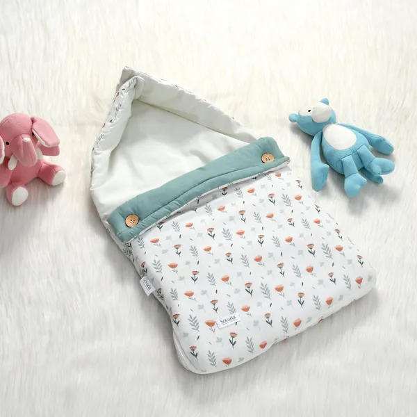 Ferns_and_roses_100%_Organic_Cotton_Muslin_Carrier_Nest/_Sleeping_Bag