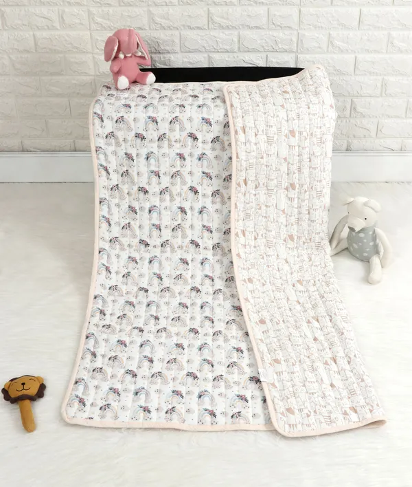 Rainbow_vibes_Organic_Cotton_Quilted_Muslin_Reversible_Blanket