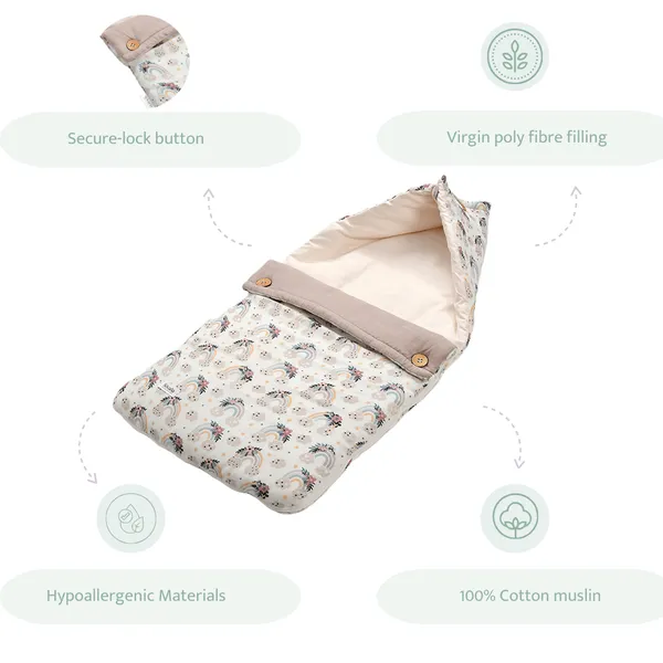 Rainbow_vibes_100%_Organic_Cotton_Muslin_Carrier_Nest/_Sleeping_Bag