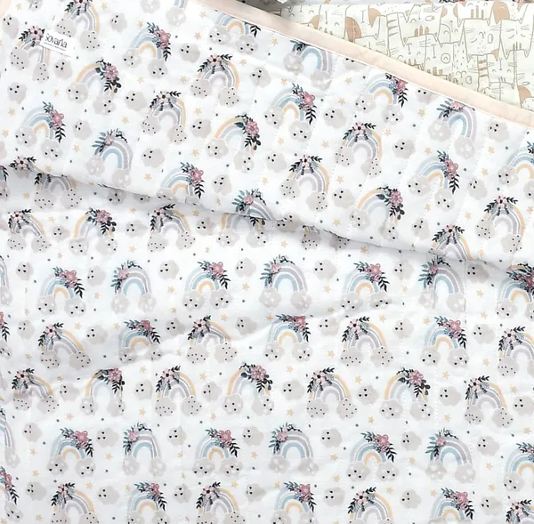 Rainbow_vibes_Organic_Cotton_Quilted_Muslin_Reversible_Blanket