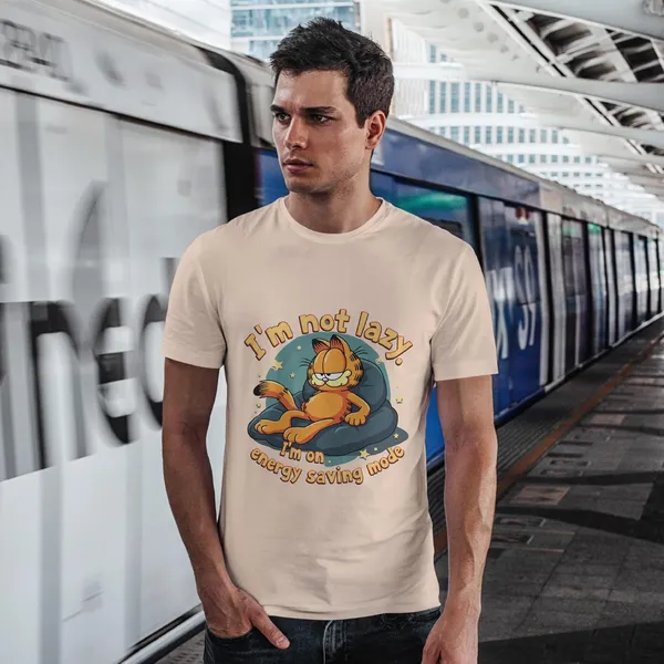 TrendzyKart_100%_Cotton_Garfield_Cartoon_Printed_Crew_Neck_T-Shirt__-_Peach