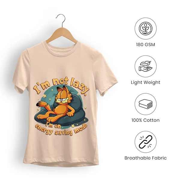 TrendzyKart_100%_Cotton_Garfield_Cartoon_Printed_Crew_Neck_T-Shirt__-_Peach