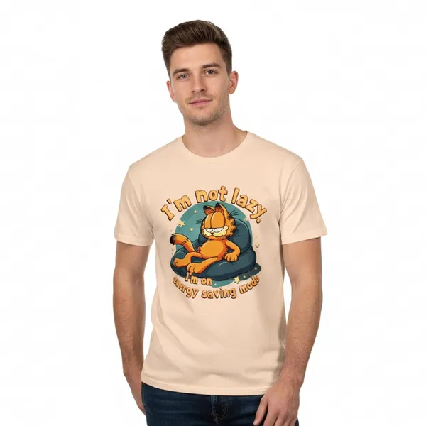 TrendzyKart_100%_Cotton_Garfield_Cartoon_Printed_Crew_Neck_T-Shirt__-_Peach