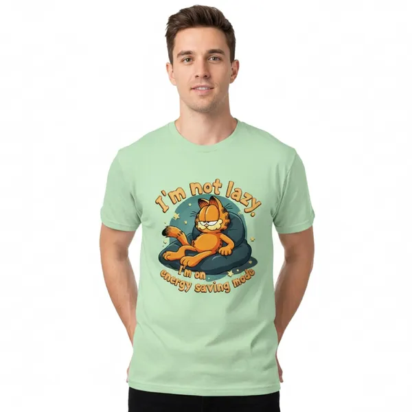 TrendzyKart_100%_Cotton_Garfield_Cartoon_Printed_Crew_Neck_T-Shirt__-_Jade_Green