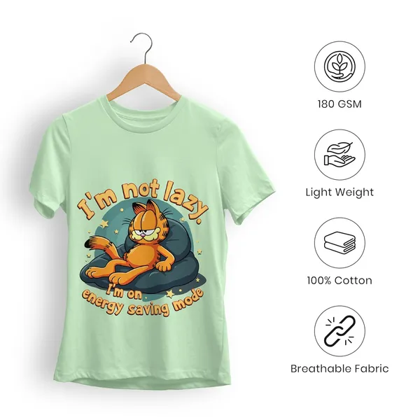 TrendzyKart_100%_Cotton_Garfield_Cartoon_Printed_Crew_Neck_T-Shirt__-_Jade_Green