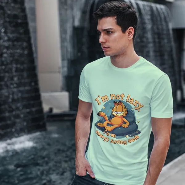 TrendzyKart_100%_Cotton_Garfield_Cartoon_Printed_Crew_Neck_T-Shirt__-_Jade_Green