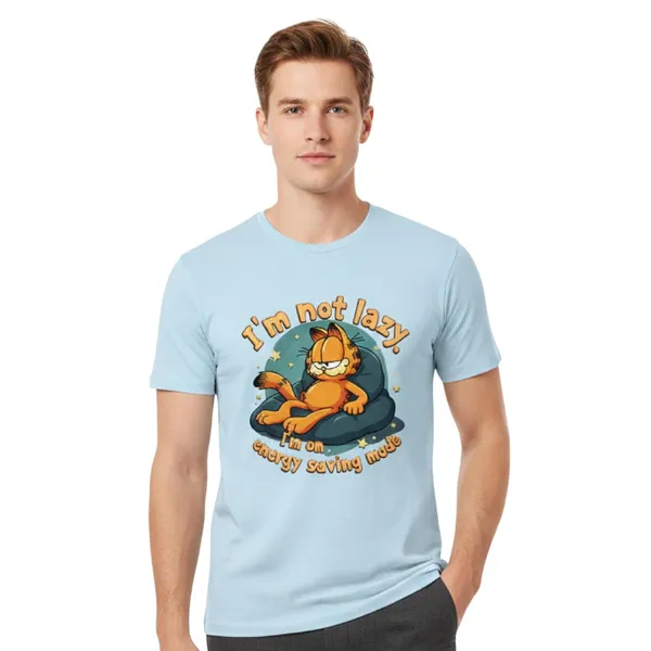 TrendzyKart_100%_Cotton_Garfield_Cartoon_Printed_Crew_Neck_T-Shirt__-_Baby_Blue