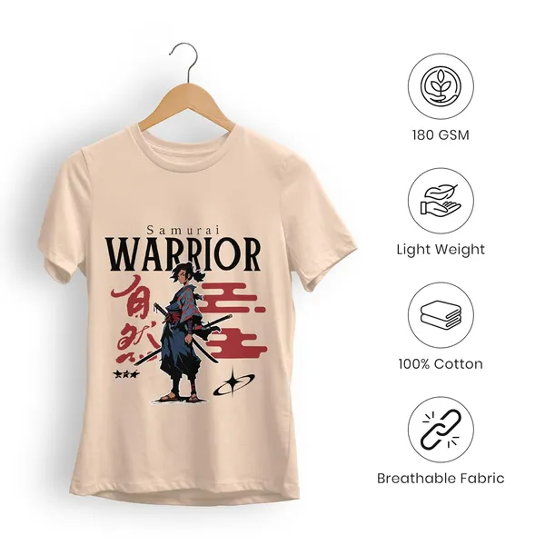 TrendzyKart_100%_Cotton_Samurai_Warrior_Printed_Crew_Neck_T-Shirt__-_Peach