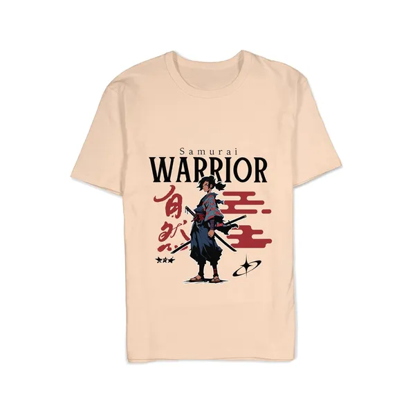 TrendzyKart_100%_Cotton_Samurai_Warrior_Printed_Crew_Neck_T-Shirt__-_Peach