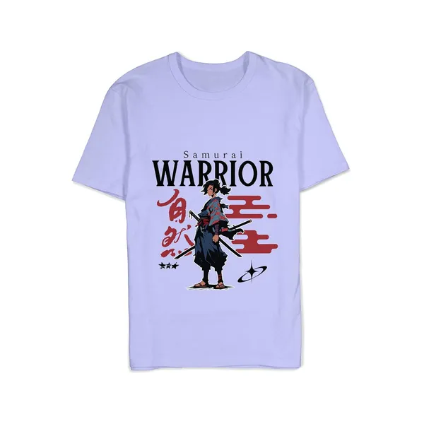 TrendzyKart_100%_Cotton_Samurai_Warrior_Printed_Crew_Neck_T-Shirt__-_Lavender